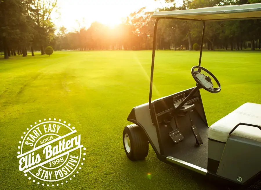 Ellis Battery logo on golf cart image